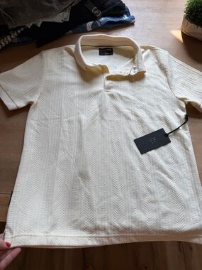 Men's Cream Textured Polo Shirt